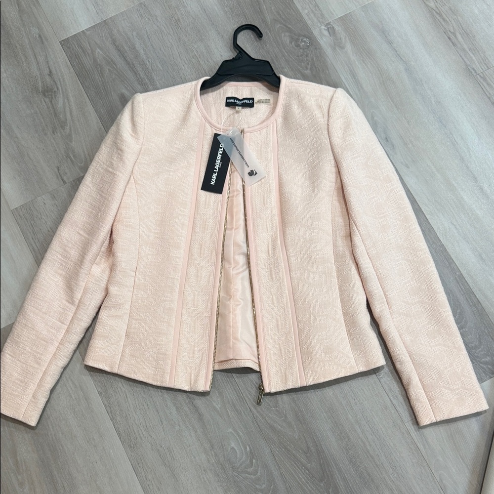 Karl Lagerfeld Light Pink Textured Blazer